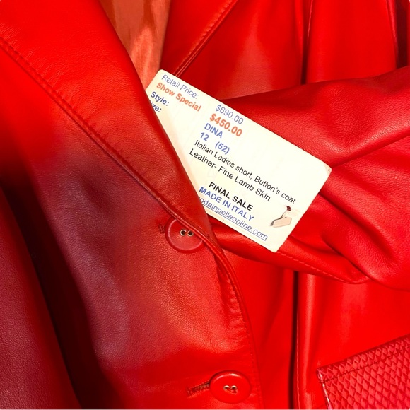 Moda in Pelle Vintage With Original Tags. Sz 42. Made In Italy.  Red Leather Jkt - Picture 9 of 15